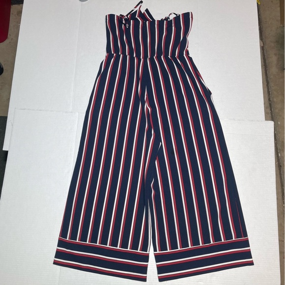 Teeze Me Red, White & Blue Striped Jumpsuit Size 5/6 - Picture 11 of 13